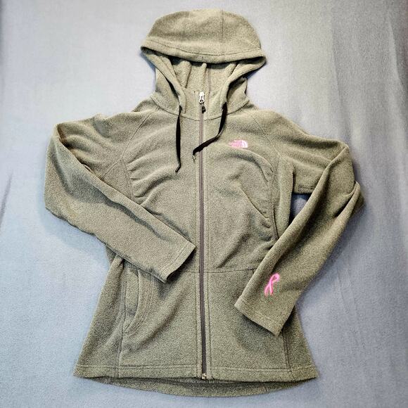 The North Face Womens Fleece Jacket Small Grey Hooded Breast Cancer Awareness - Picture 1 of 12